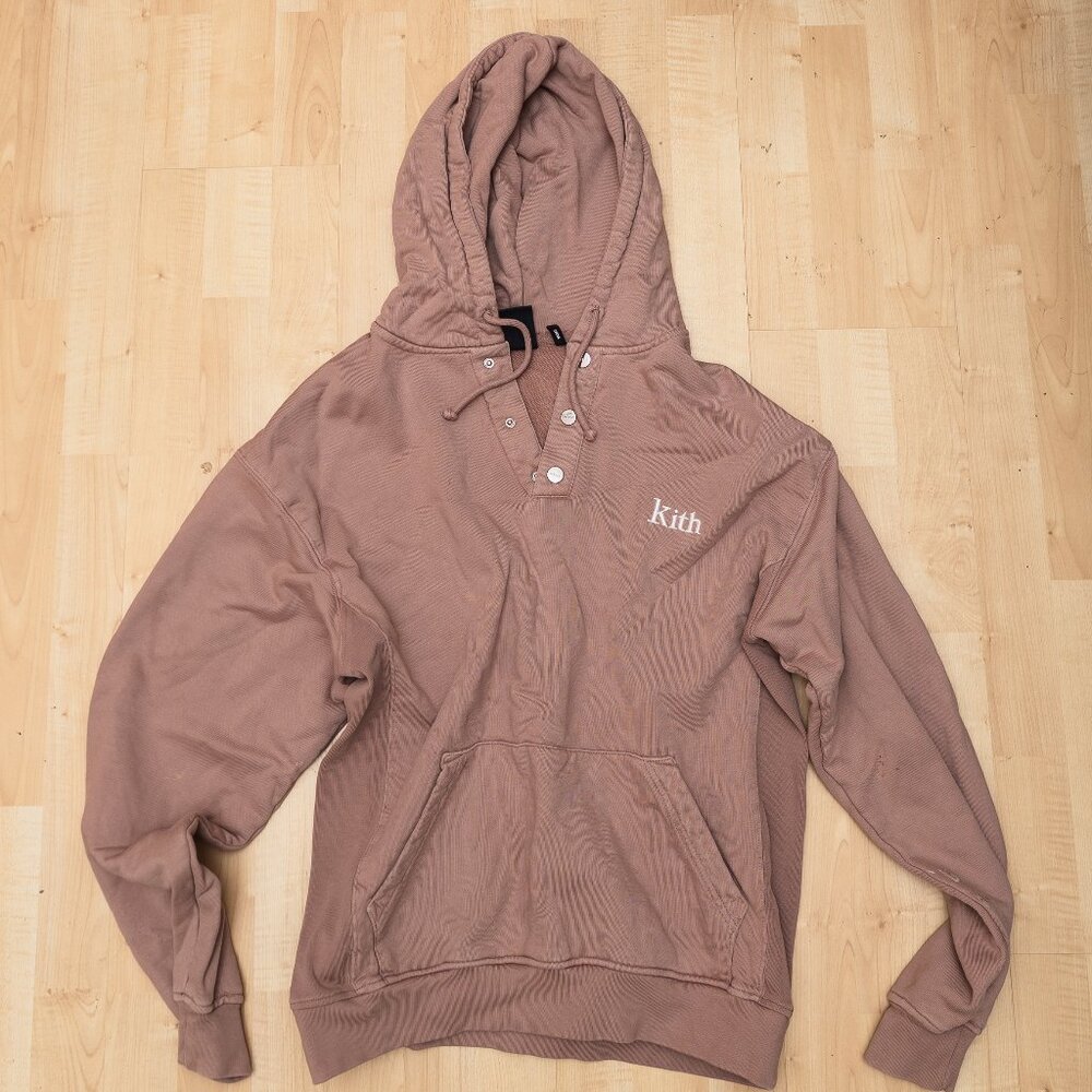 Kith Embroidered Script Logo Henley Hoodie Mauve / Dusty Rose